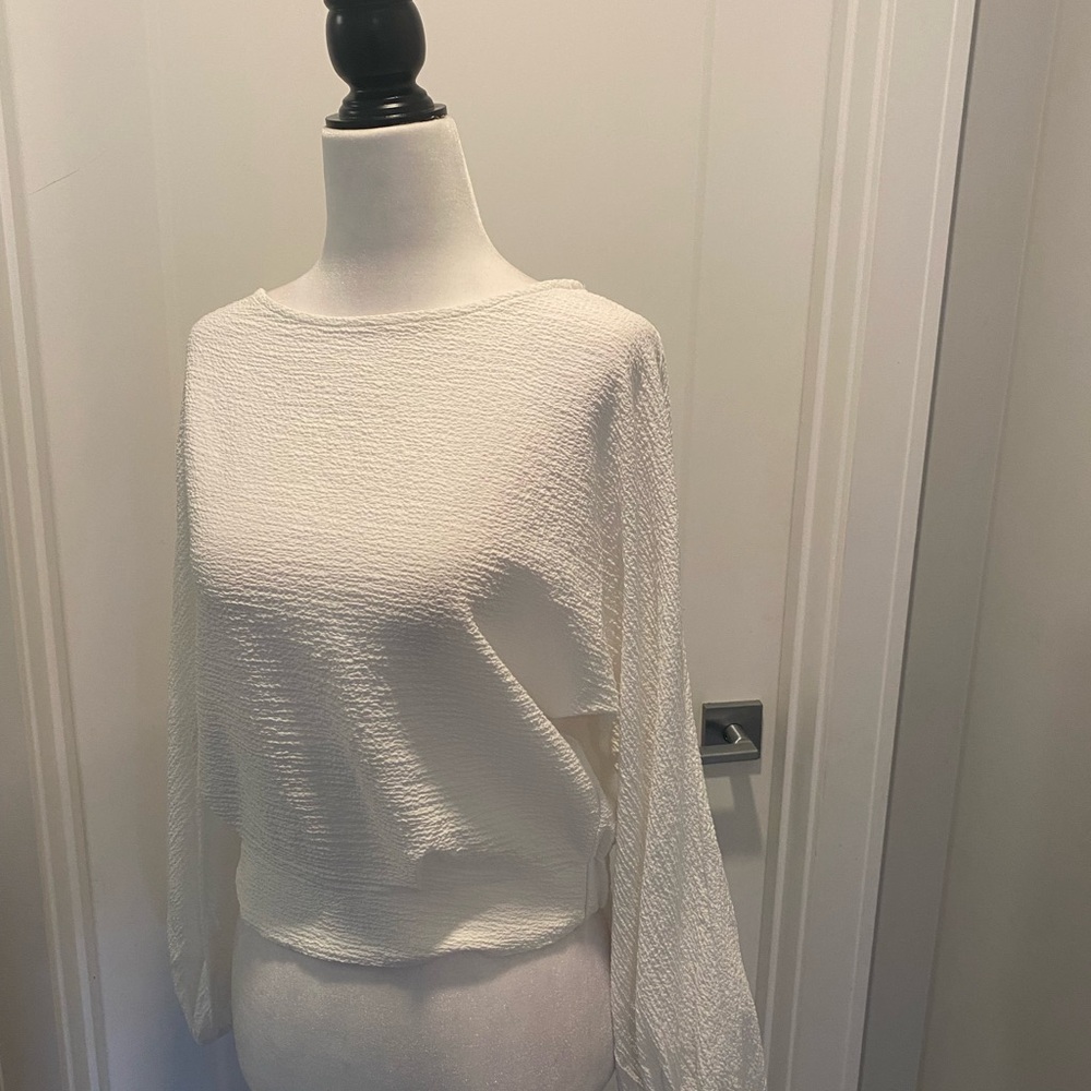 Astr White Textured Top